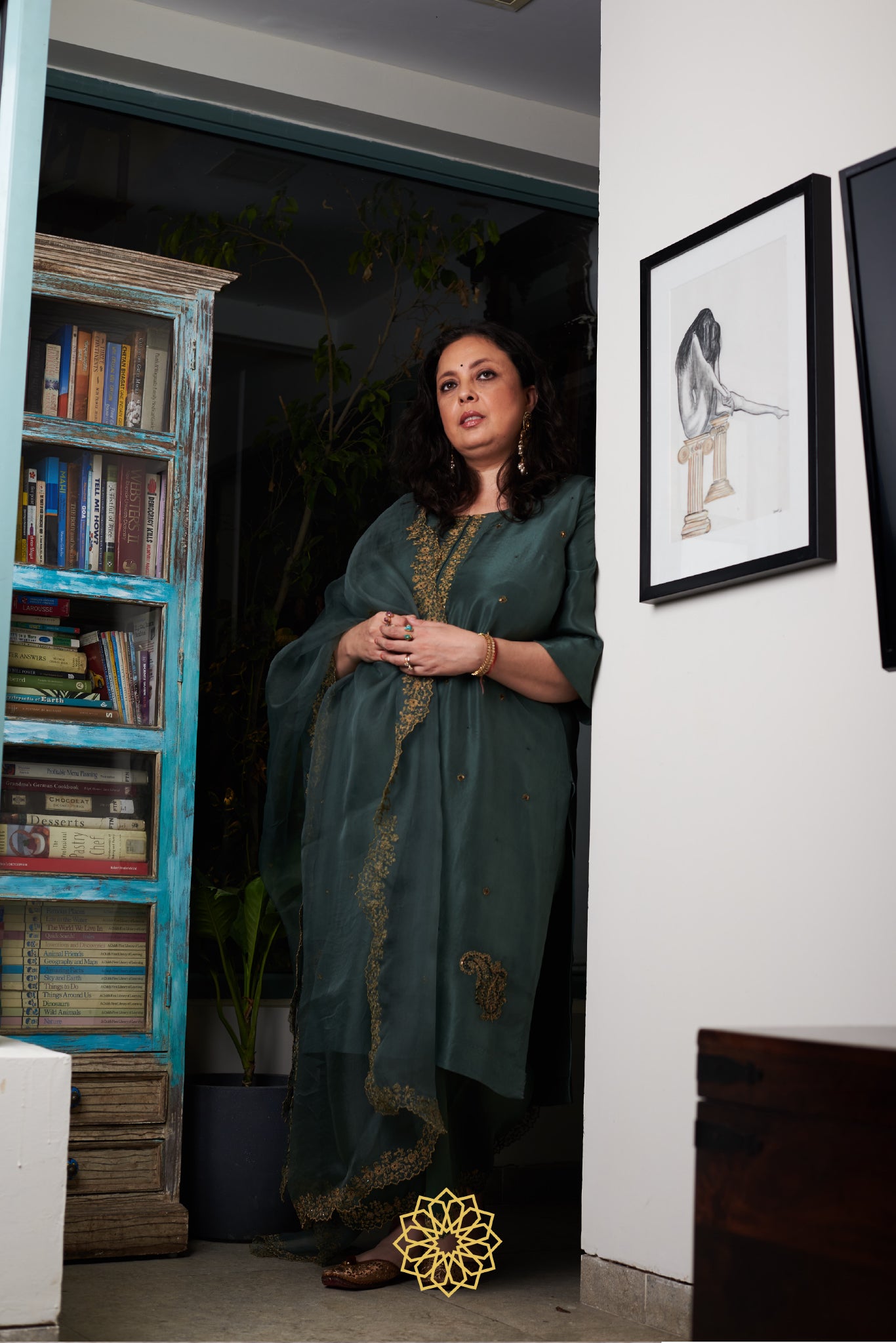 GREEN & GOLD SILK KURTA SET