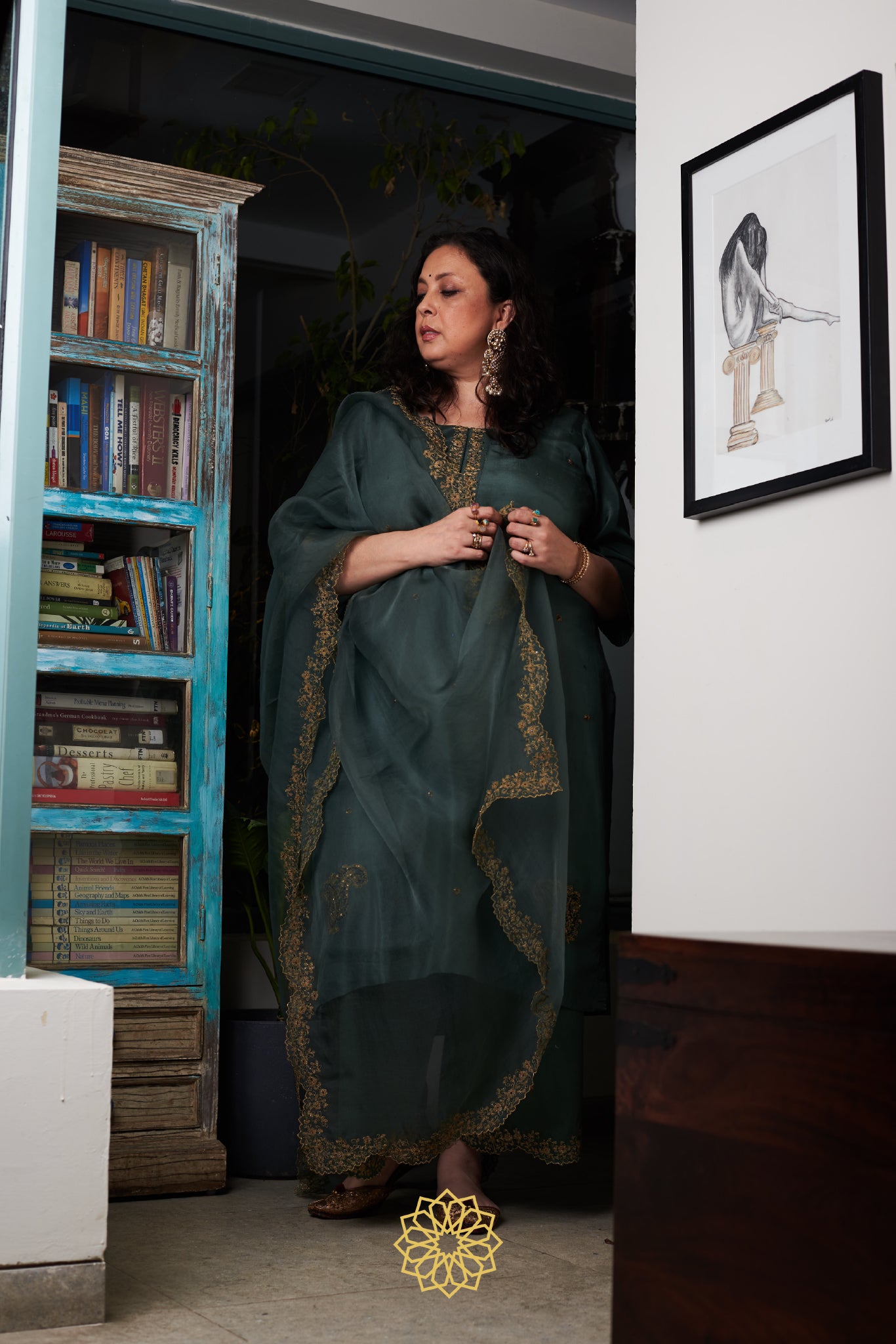 GREEN & GOLD SILK KURTA SET