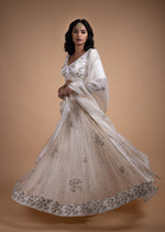 Load image into Gallery viewer, Rashi - Organza Mukaish Lehenga with Matching Dupatta and Delicate Chanderi Blouse, Each Piece Adorned with Handcrafted Ari-Zardozi Embroidery
