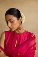 Load image into Gallery viewer, Ziya - Rani pink orgaza sari with floral ari and zarsodi work
