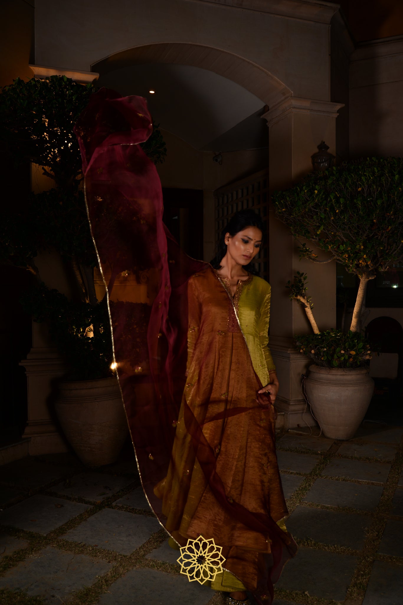 LIME CHANDERI KURTA SET