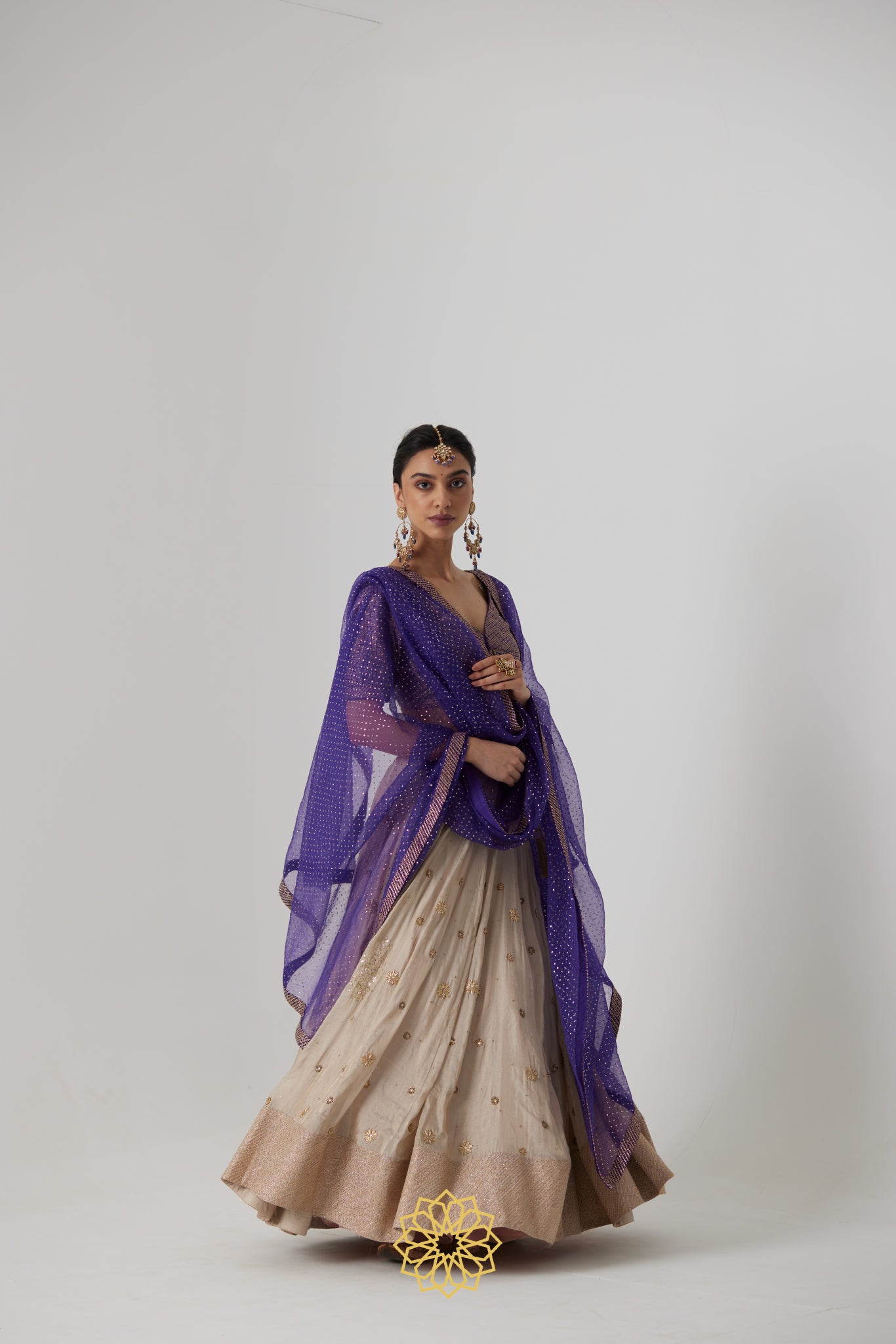 Janaki soft silver gold hand embroidered banarasi silk tissue lehenga with benarasi silk brocade blouse