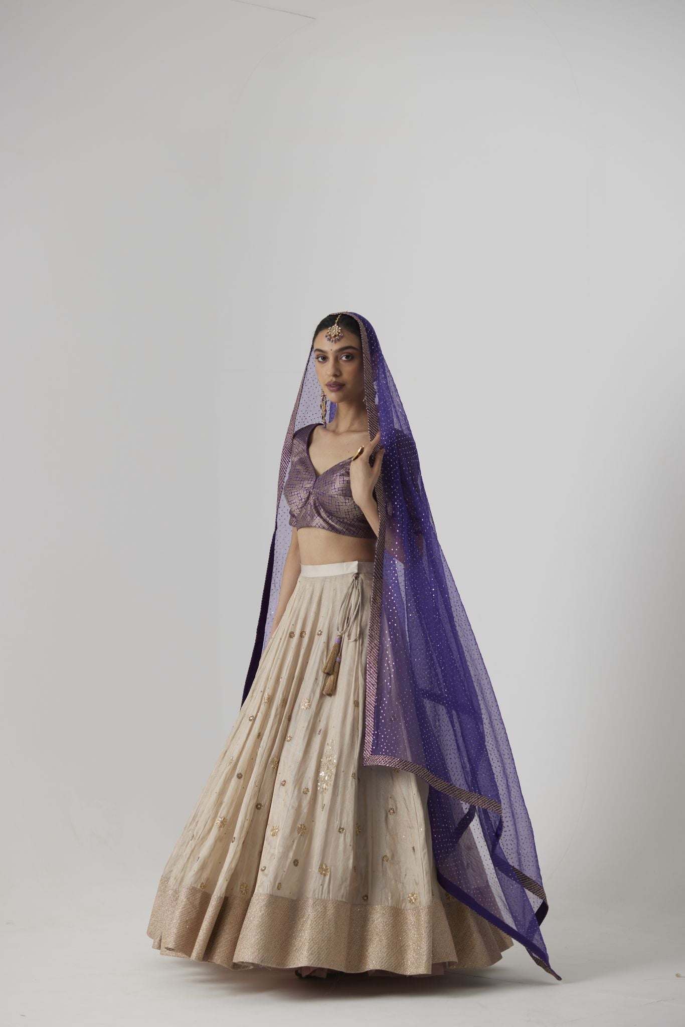 Oxidised Silver One Shoulder Veil Lehenga Set – Studio East6