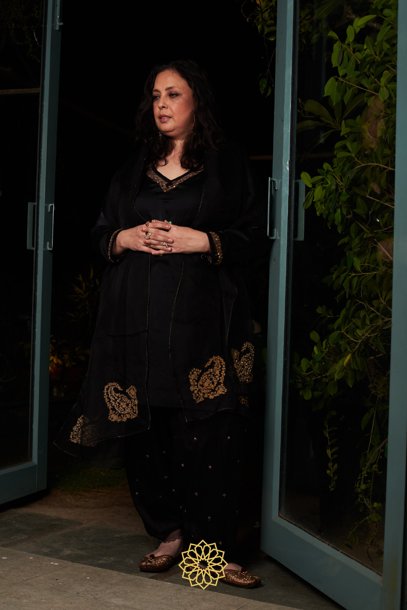 KOHL GOLD SATIN KURTA SET