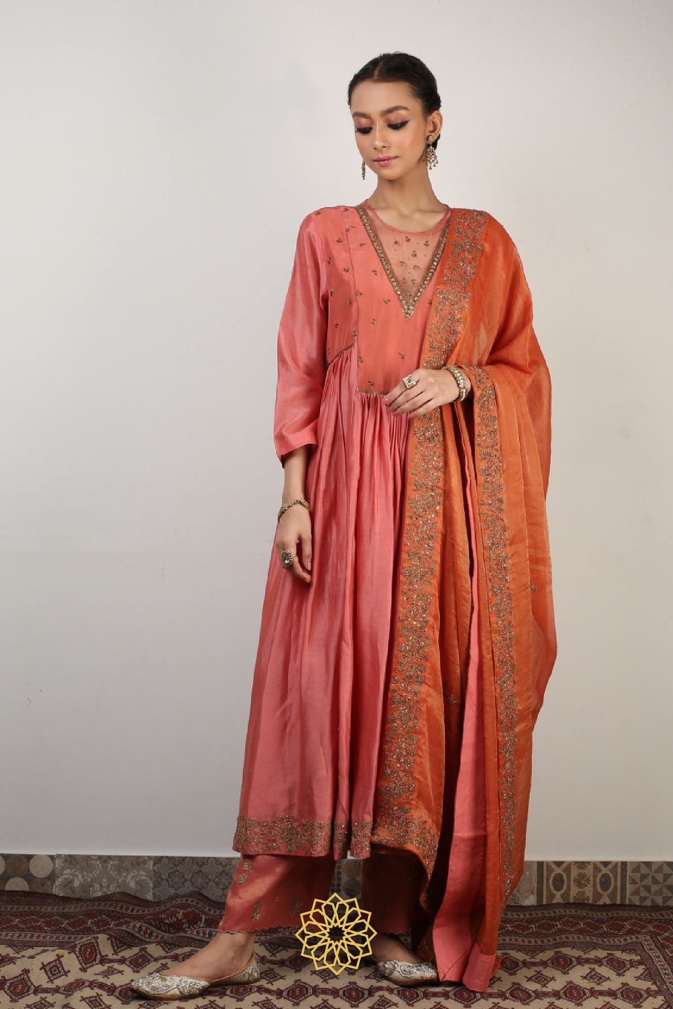 KYRA HABOTAI SILK EMBROIDERED KURTA SET WITH DUPATTA
