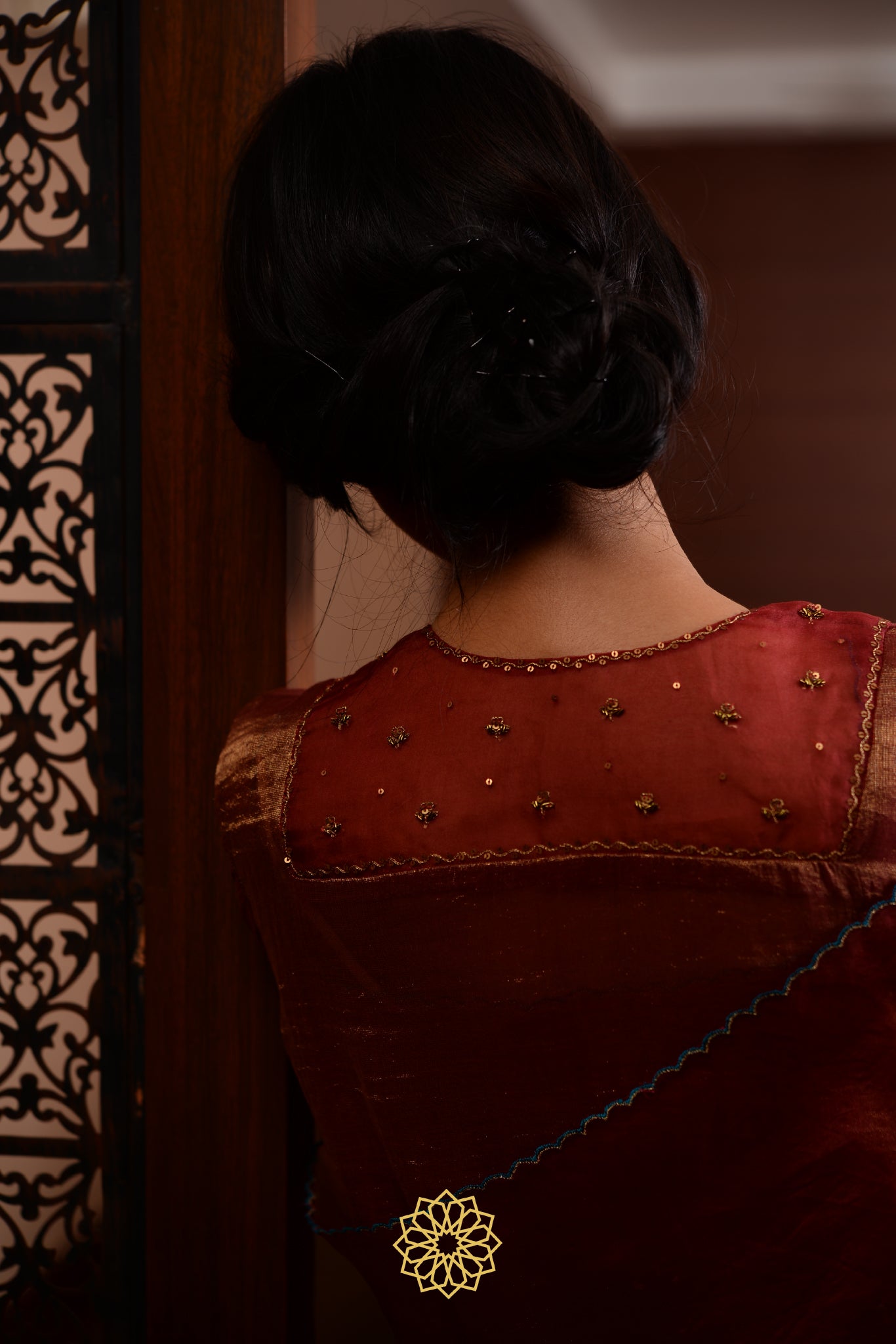 MERLOT TISSUE CHANDERI KURTA SET