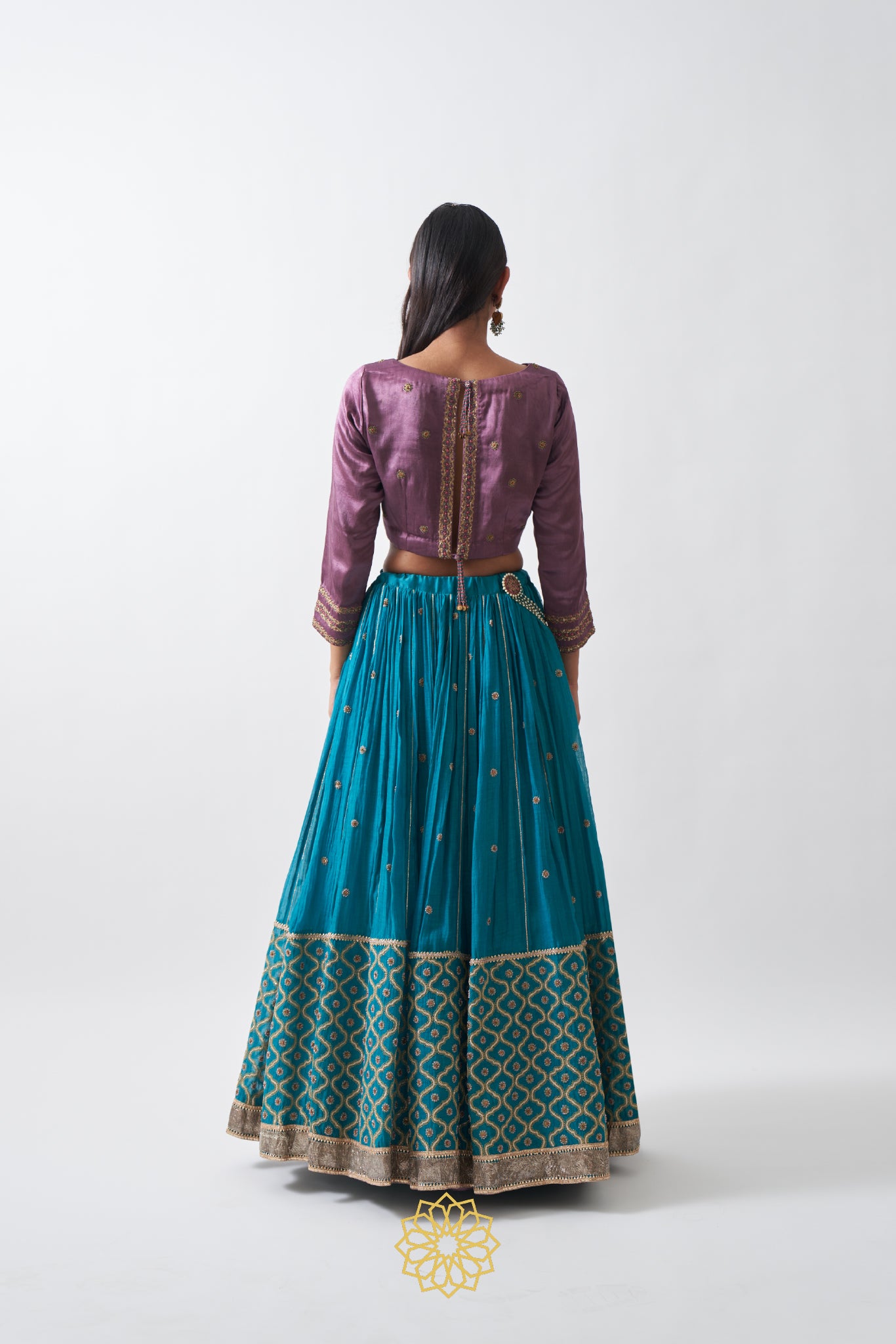 MIRA TURQUOISE CHANDERI MAL EMBROIDERED LEHENGA
