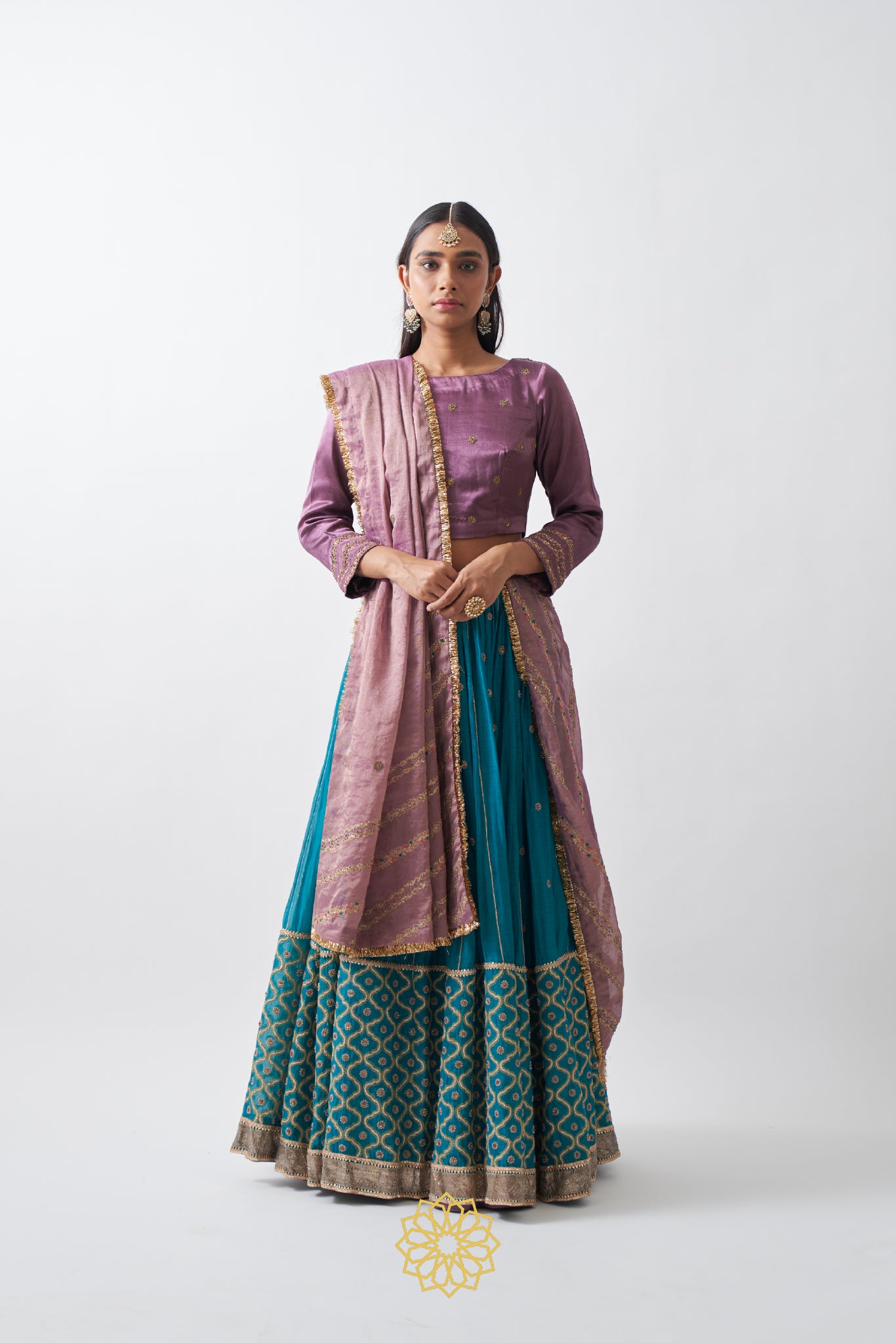 MIRA TURQUOISE CHANDERI MAL EMBROIDERED LEHENGA