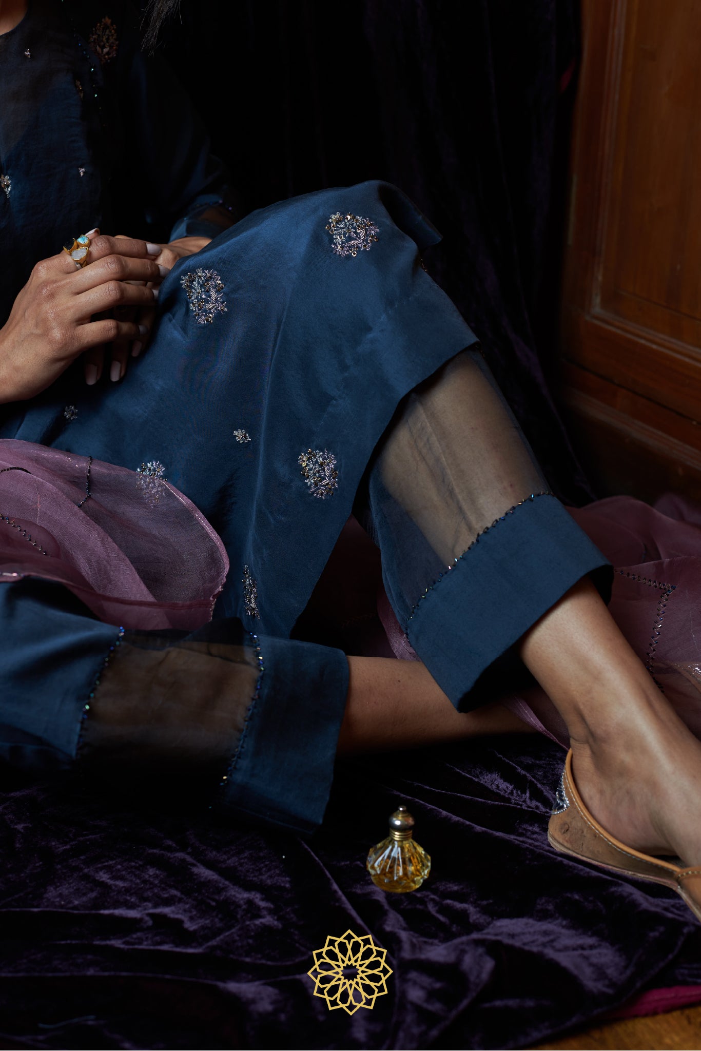 MOONLIGHT BLUE SILK KURTA SET