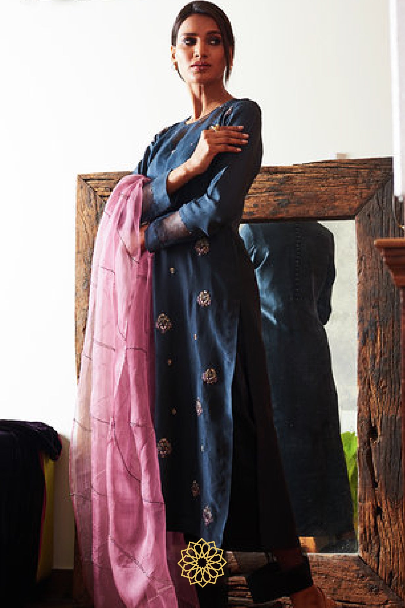 MOONLIGHT BLUE SILK KURTA SET