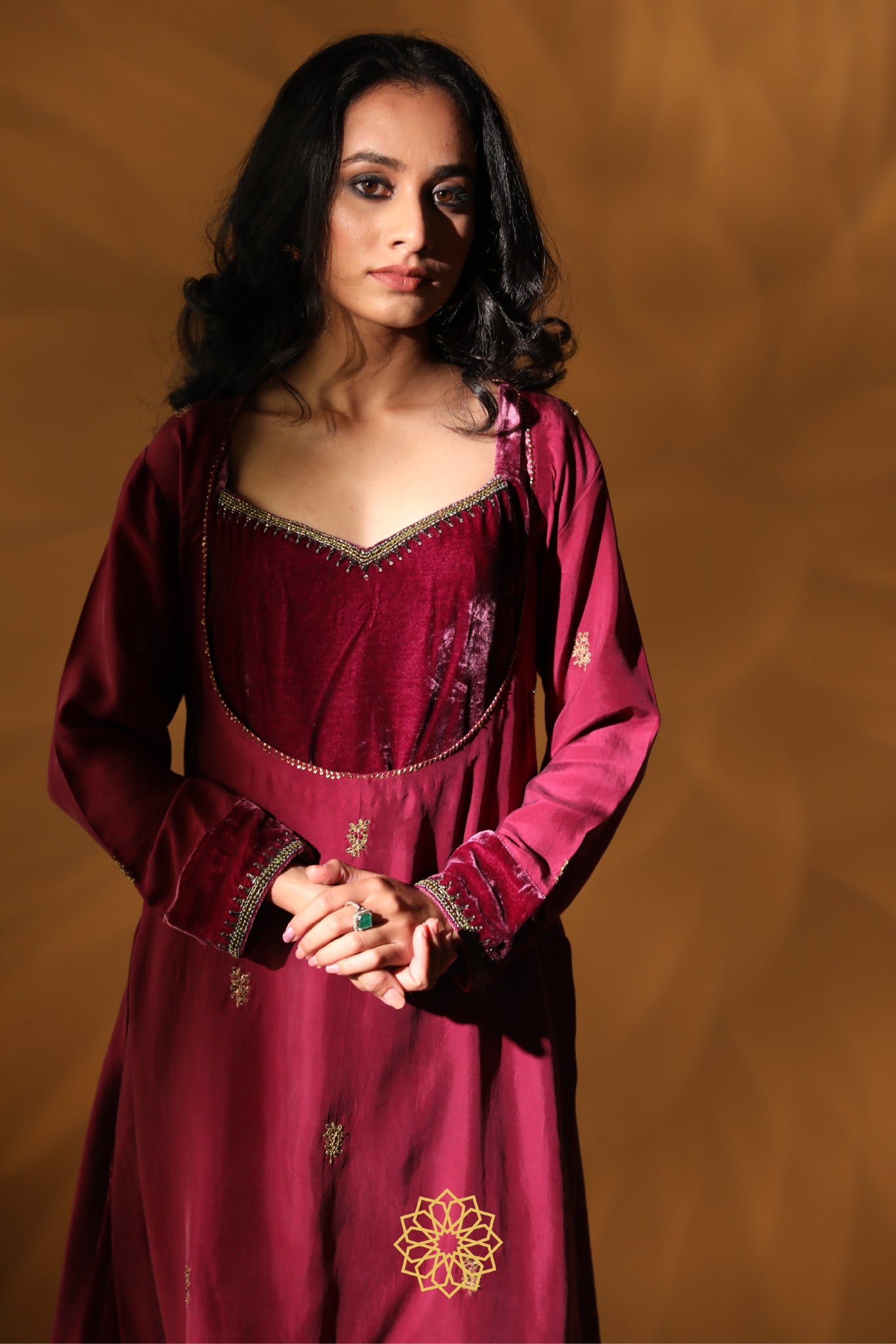NAZREEN EMBROIDERED VELVET KURTA SET