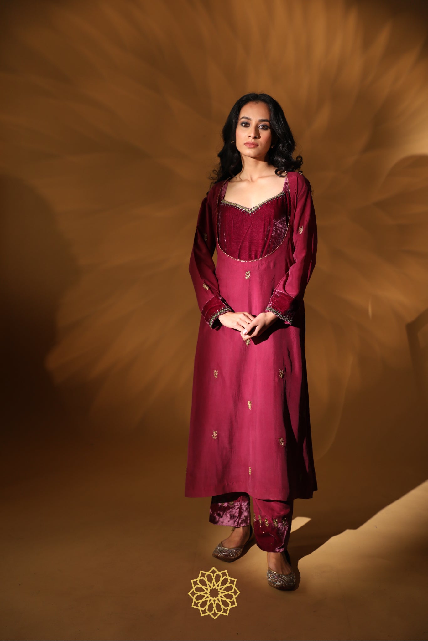 NAZREEN EMBROIDERED VELVET KURTA SET