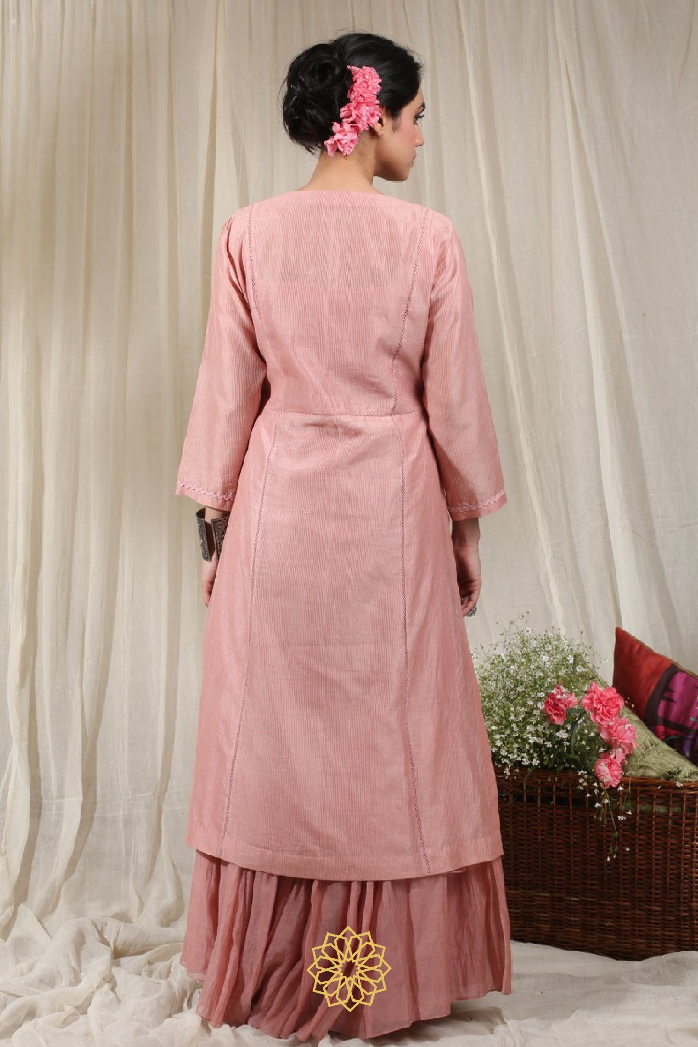 PEACH EMBROIDERED KURTA SET