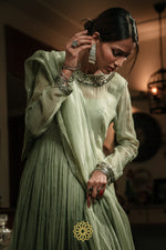 Load image into Gallery viewer, PISTACHIO GREEN EMBROIDERED ANARKALI SET
