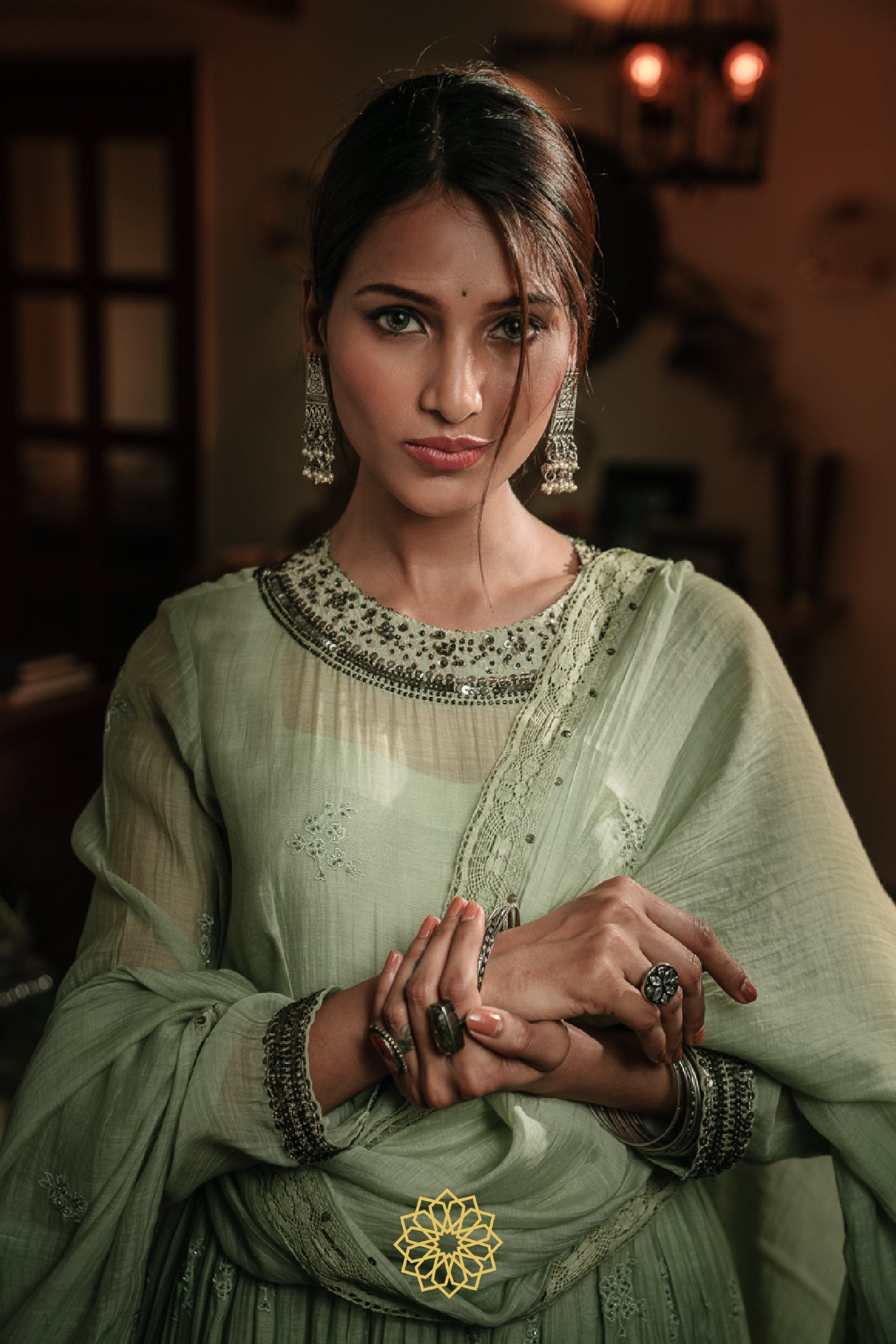 PISTACHIO GREEN EMBROIDERED ANARKALI SET