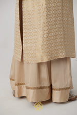 Load image into Gallery viewer, Prisha - Pearl mashru handcrafted and silk brocade kurta with pearl satin silk sharara
