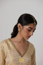Load image into Gallery viewer, Prisha - Pearl mashru handcrafted and silk brocade kurta with pearl satin silk sharara
