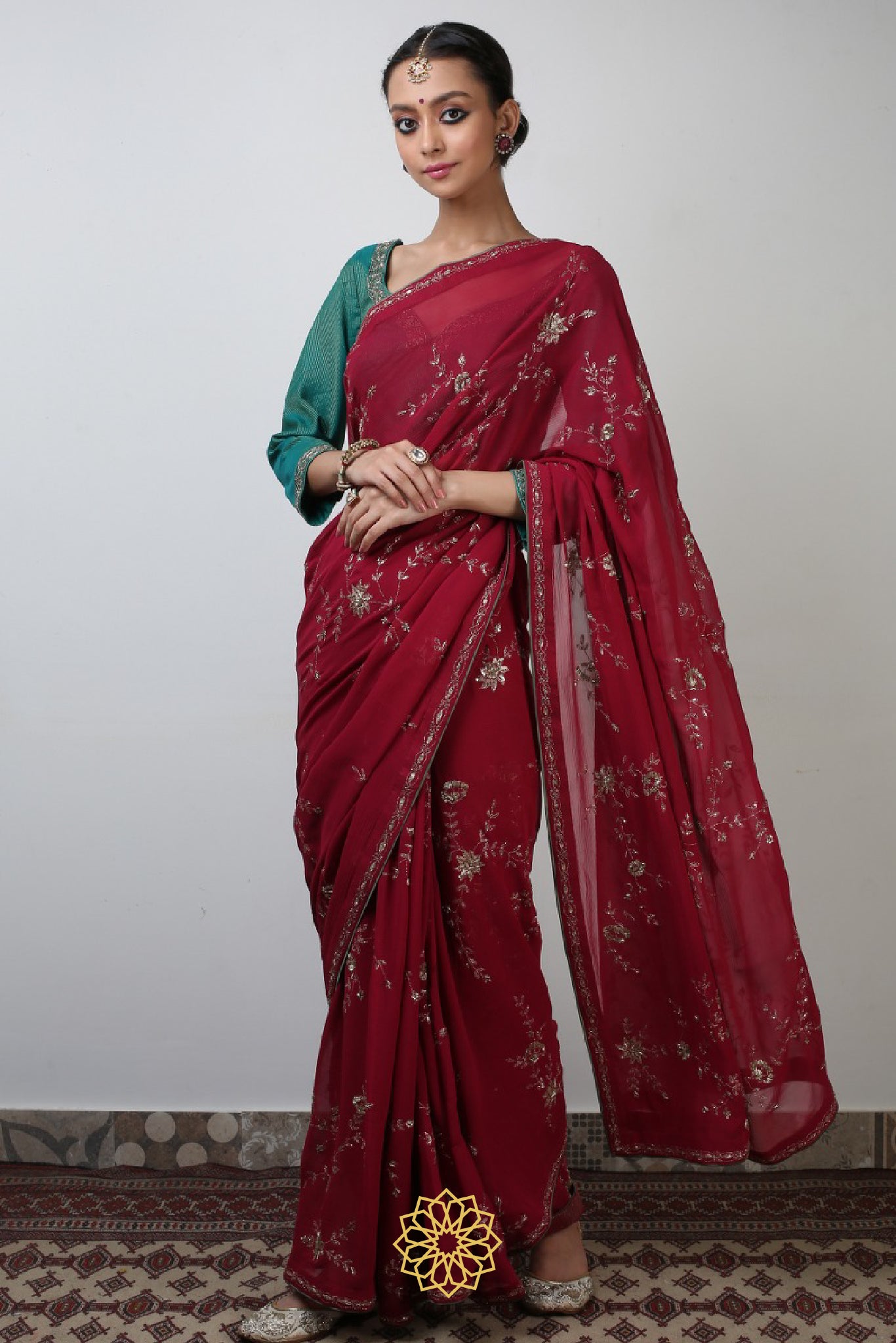 RUBI EMBROIDERED CHIFFON SAREE