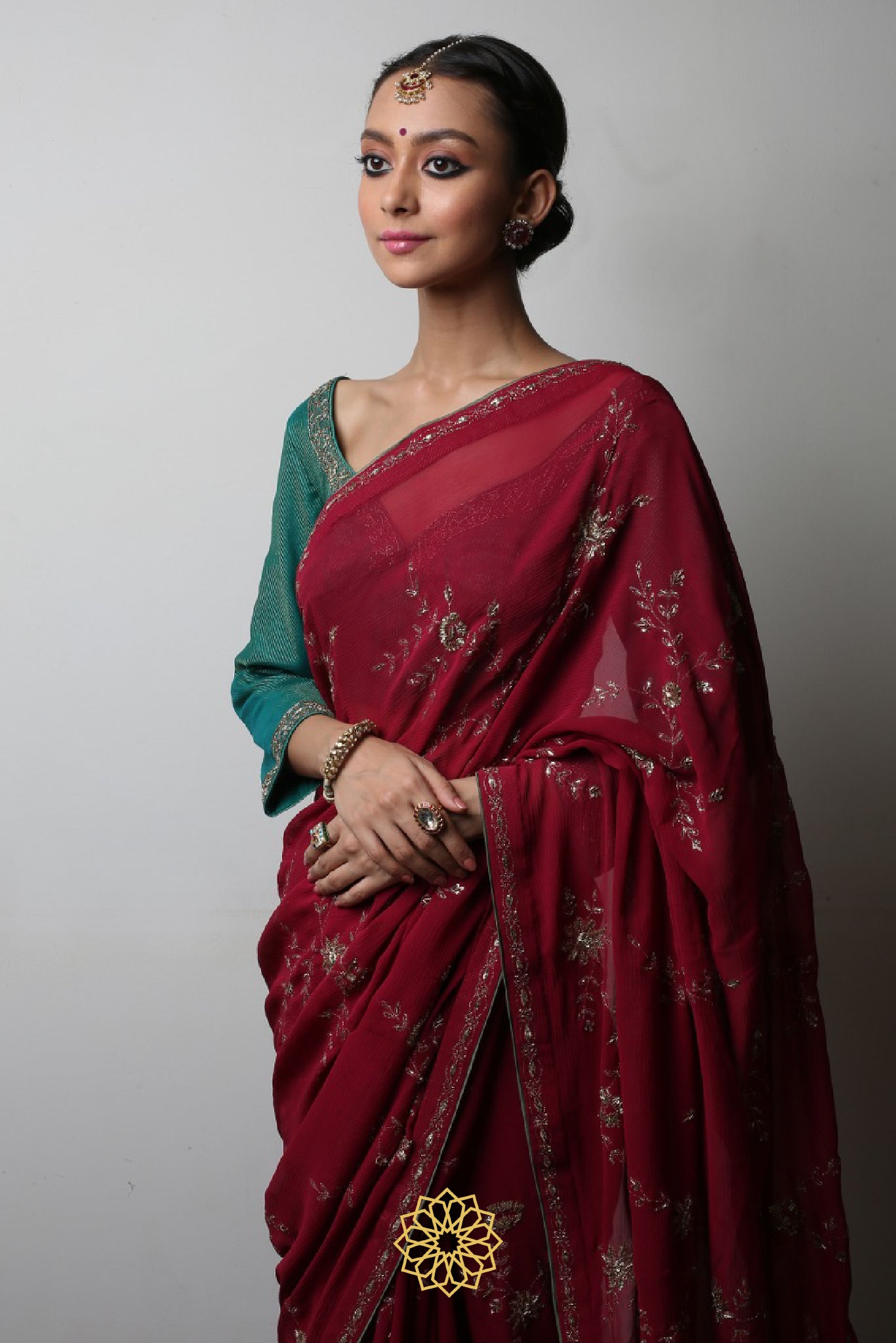 RUBI EMBROIDERED CHIFFON SAREE