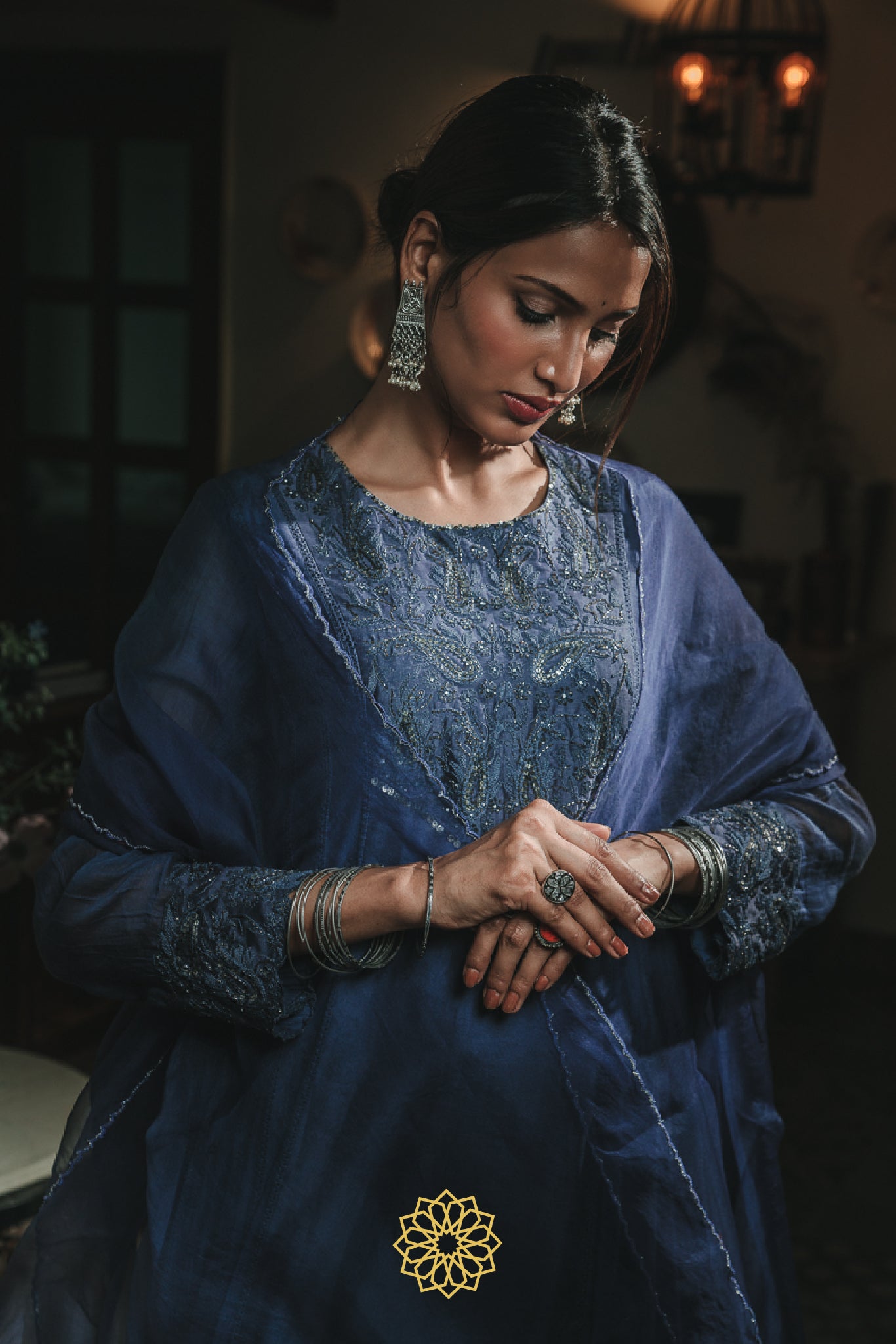 SAPPHIRE BLUE EMBROIDERED ANARKALI SET
