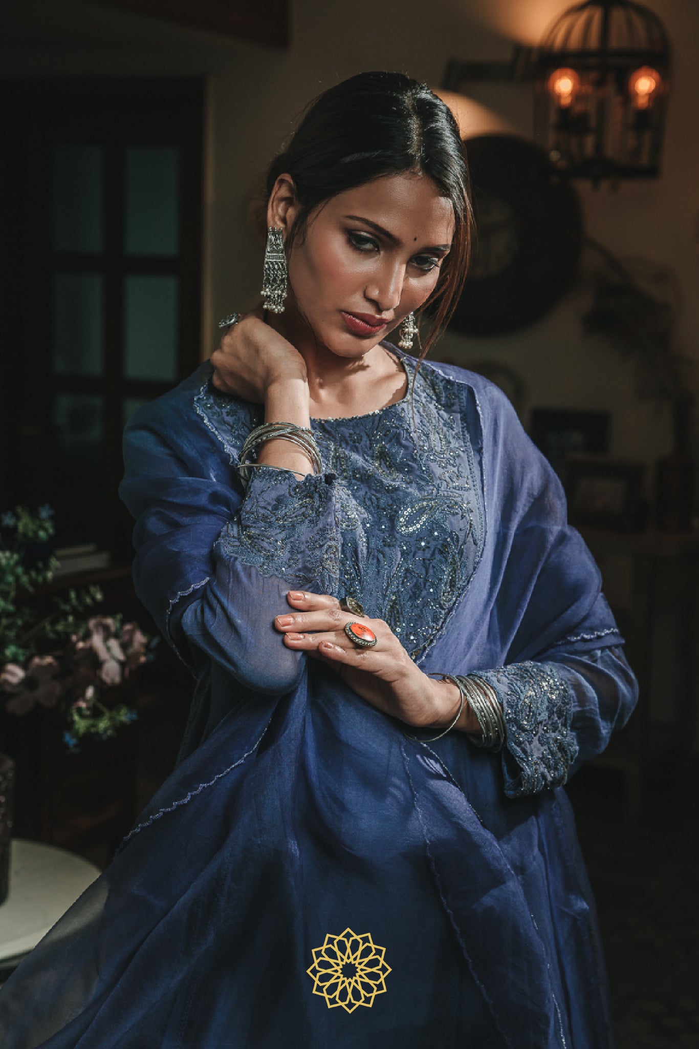 SAPPHIRE BLUE EMBROIDERED ANARKALI SET