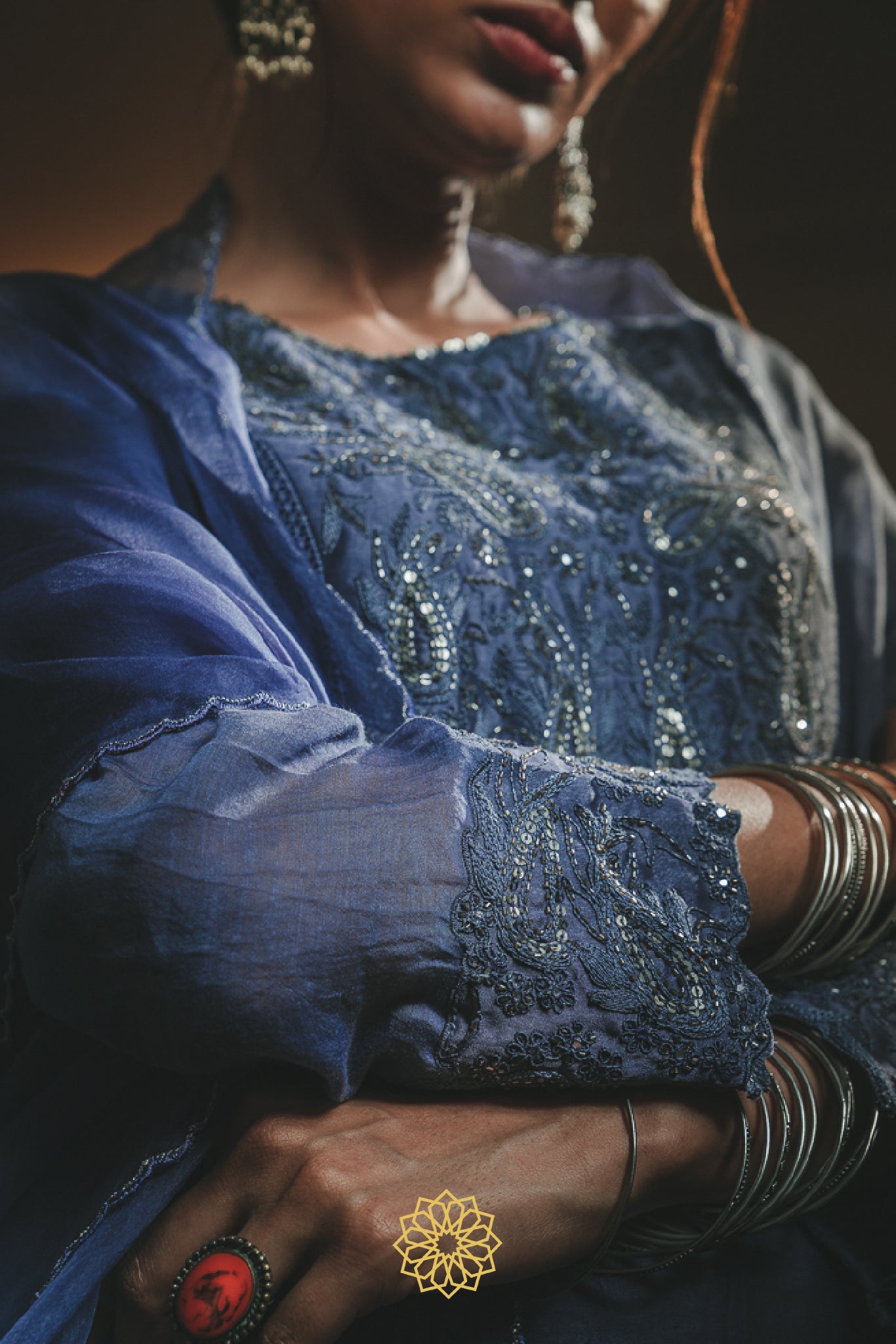 SAPPHIRE BLUE EMBROIDERED ANARKALI SET