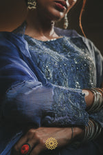Load image into Gallery viewer, SAPPHIRE BLUE EMBROIDERED ANARKALI SET

