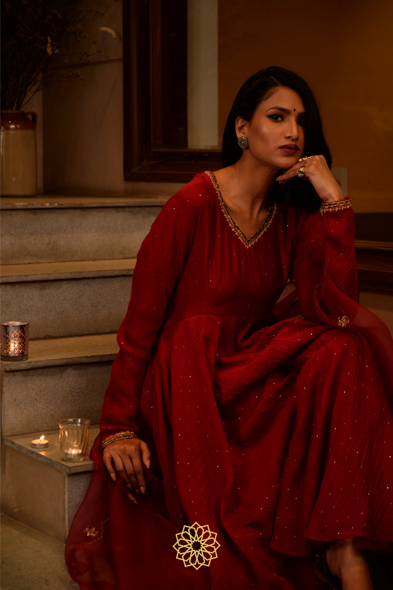 SCARLET CHANDERI KURTA SET