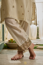 Load image into Gallery viewer, NAZM - Soft White Chanderi Kurta, Tonal Salwar with Mukaish Dupatta
