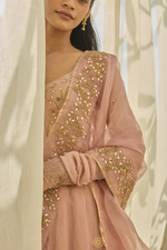 Load image into Gallery viewer, NIYAZ - Soft Pink Tissue Chanderi Anarkali, Tonal Gota Sharara with Organza Silk Dupatta
