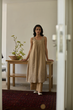 Load image into Gallery viewer, SANAT - Almond Tissue Chanderi Kurta &amp; Pants, Tonal Crushed Silk Embroidered Jacket
