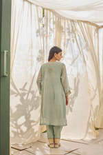 Load image into Gallery viewer, ZOHRA - Soft Blue Chanderi Kurta, Tonal Salwar with Mukaish Dupatta
