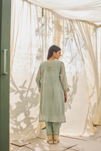 ZOHRA - Soft Blue Chanderi Kurta, Tonal Salwar with Mukaish Dupatta