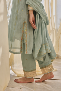 ZOHRA - Soft Blue Chanderi Kurta, Tonal Salwar with Mukaish Dupatta