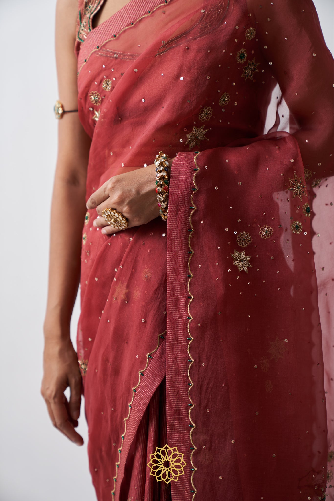 URVI DEEP RED STRIPE CHANDERI SAREE