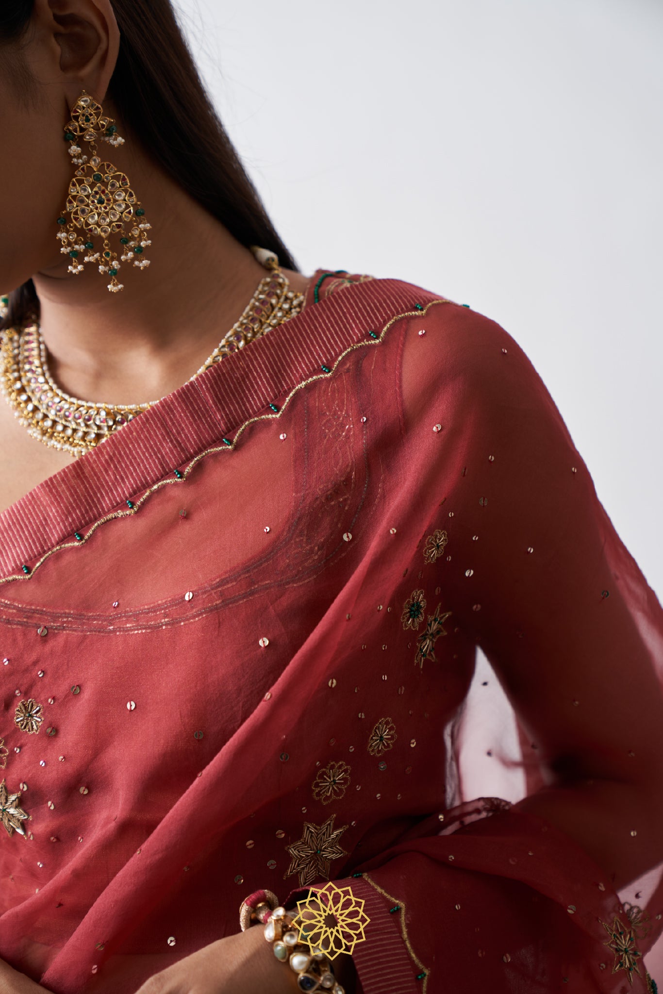 URVI DEEP RED STRIPE CHANDERI SAREE