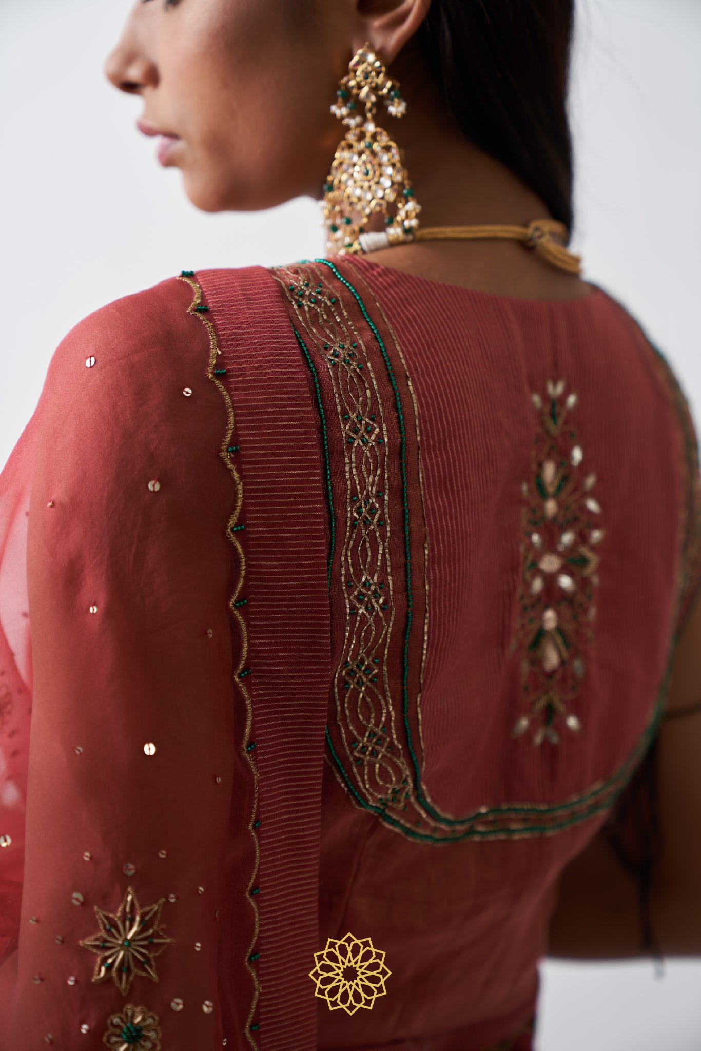 URVI DEEP RED STRIPE CHANDERI SAREE