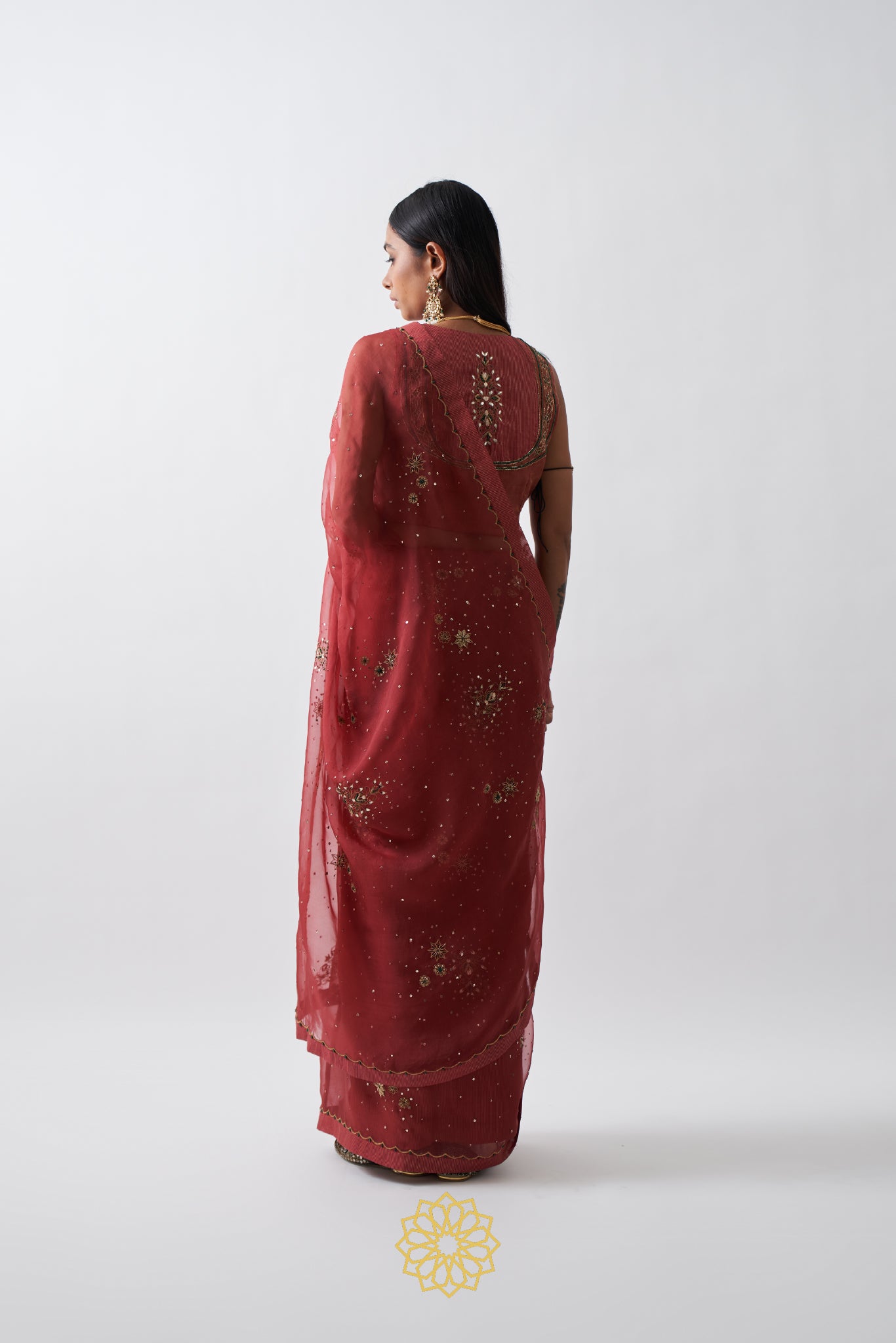 URVI DEEP RED STRIPE CHANDERI SAREE