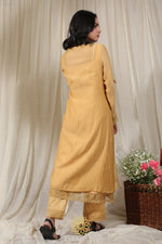 Load image into Gallery viewer, YELLOW EMBROIDERED KURTA SET
