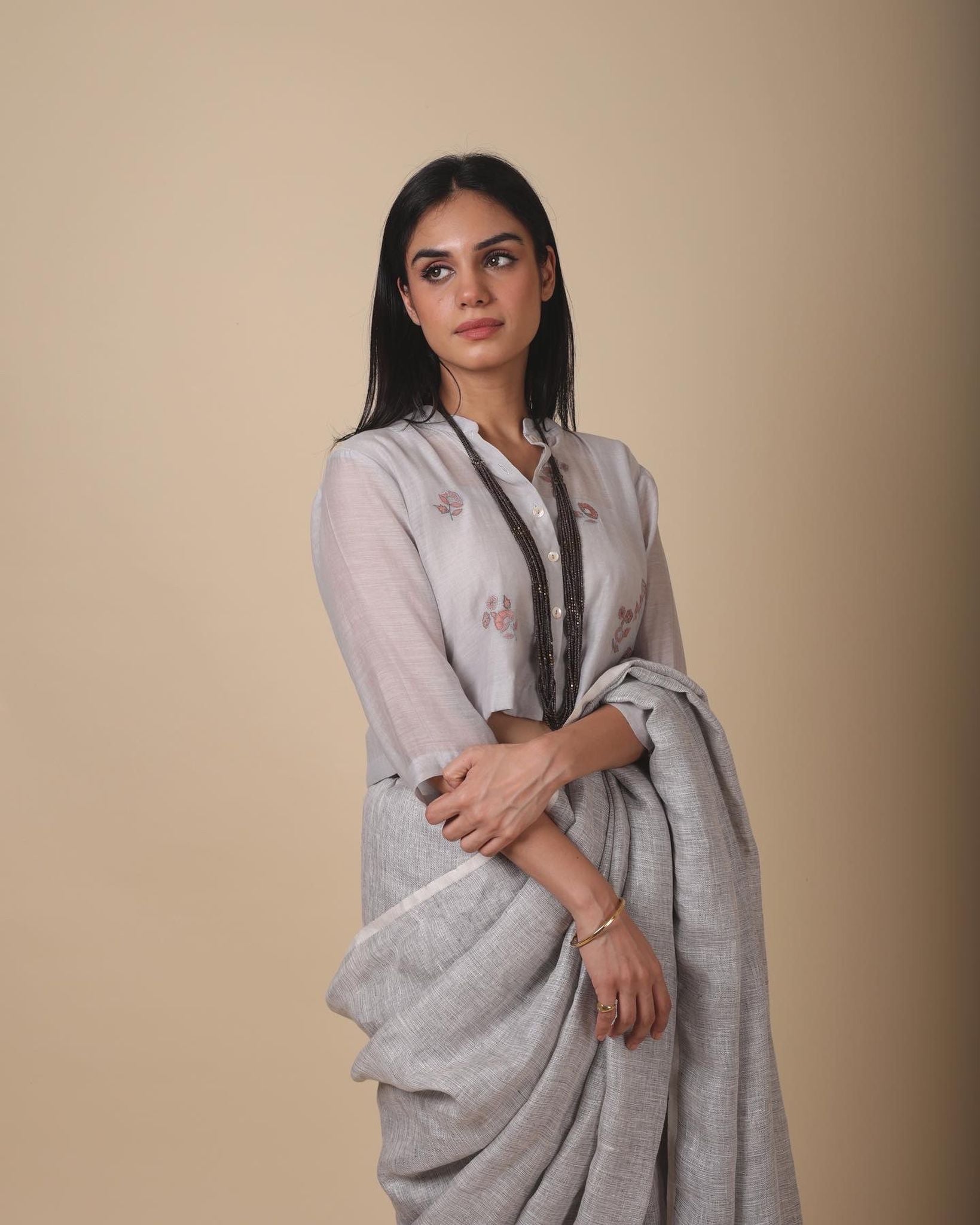 MIRA HANDWOVEN LINEN SAREE
