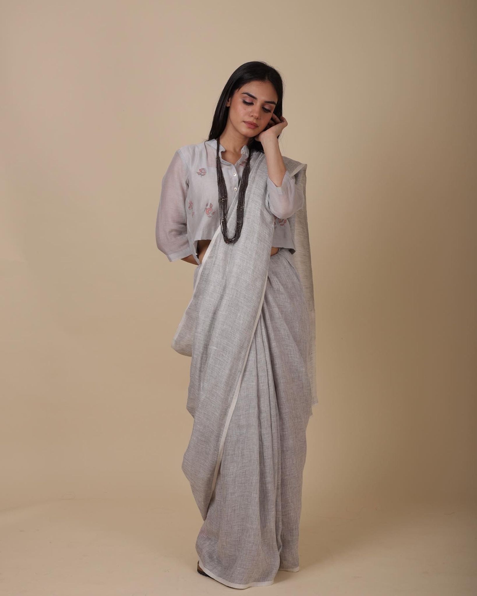 MIRA HANDWOVEN LINEN SAREE