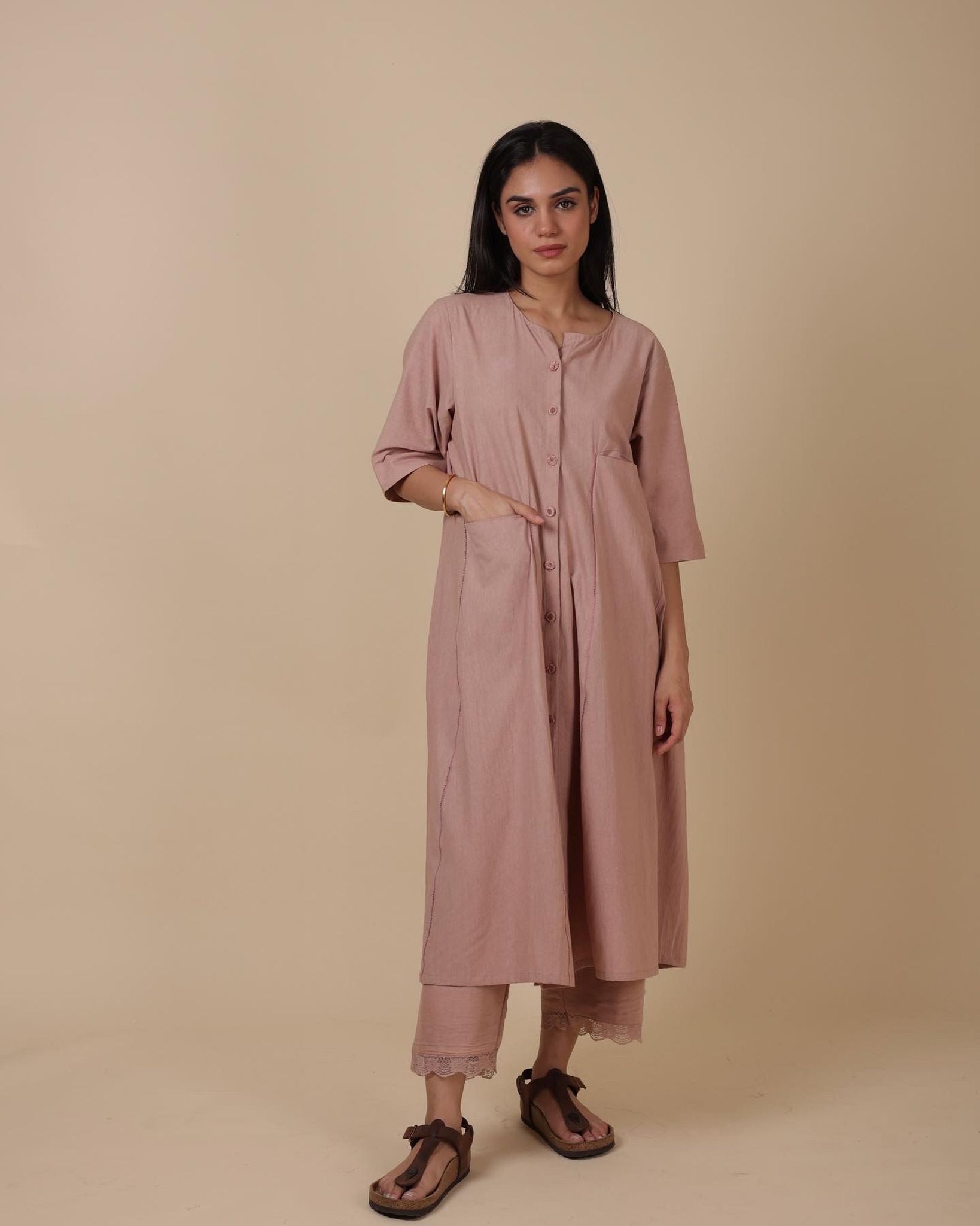PAVNA HANDWOVEN ORGANIC PINK KURTA
