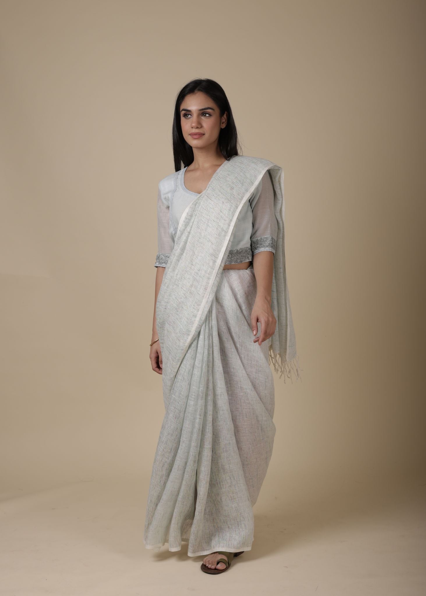 SIA HANDWOVEN LINEN SAREE