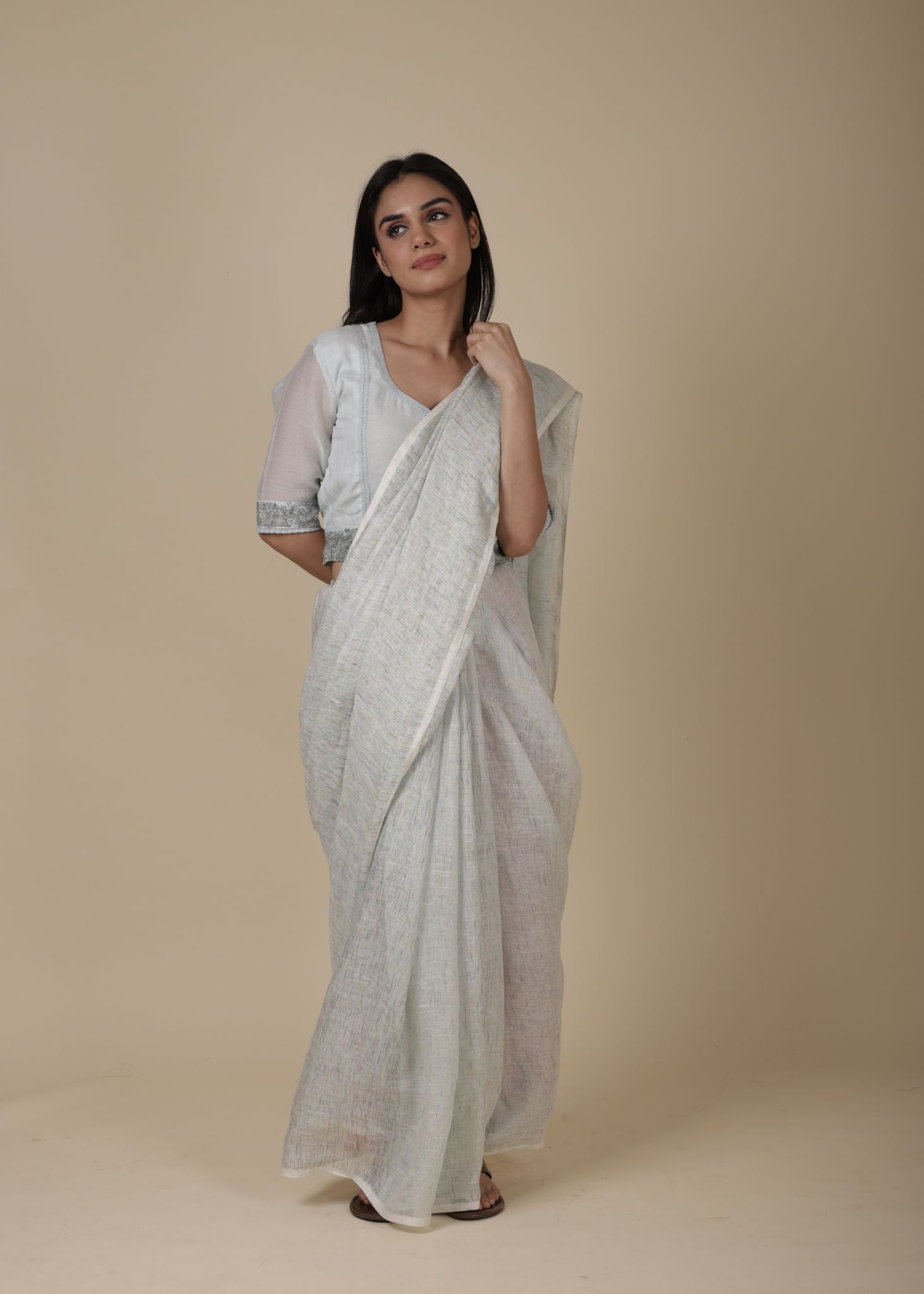 SIA HANDWOVEN LINEN SAREE