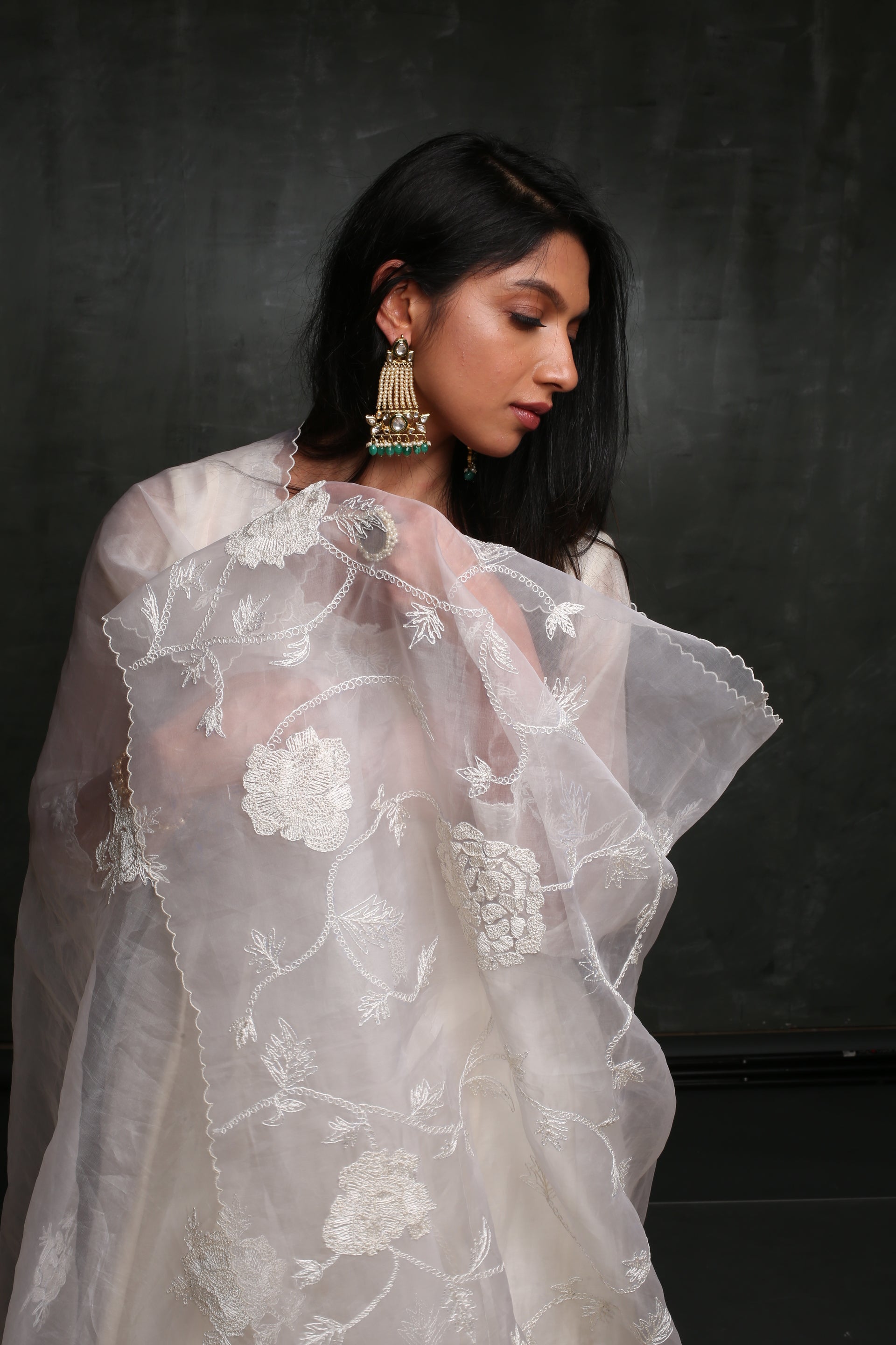 PEARL WHITE EMBROIDERED KURTA SET