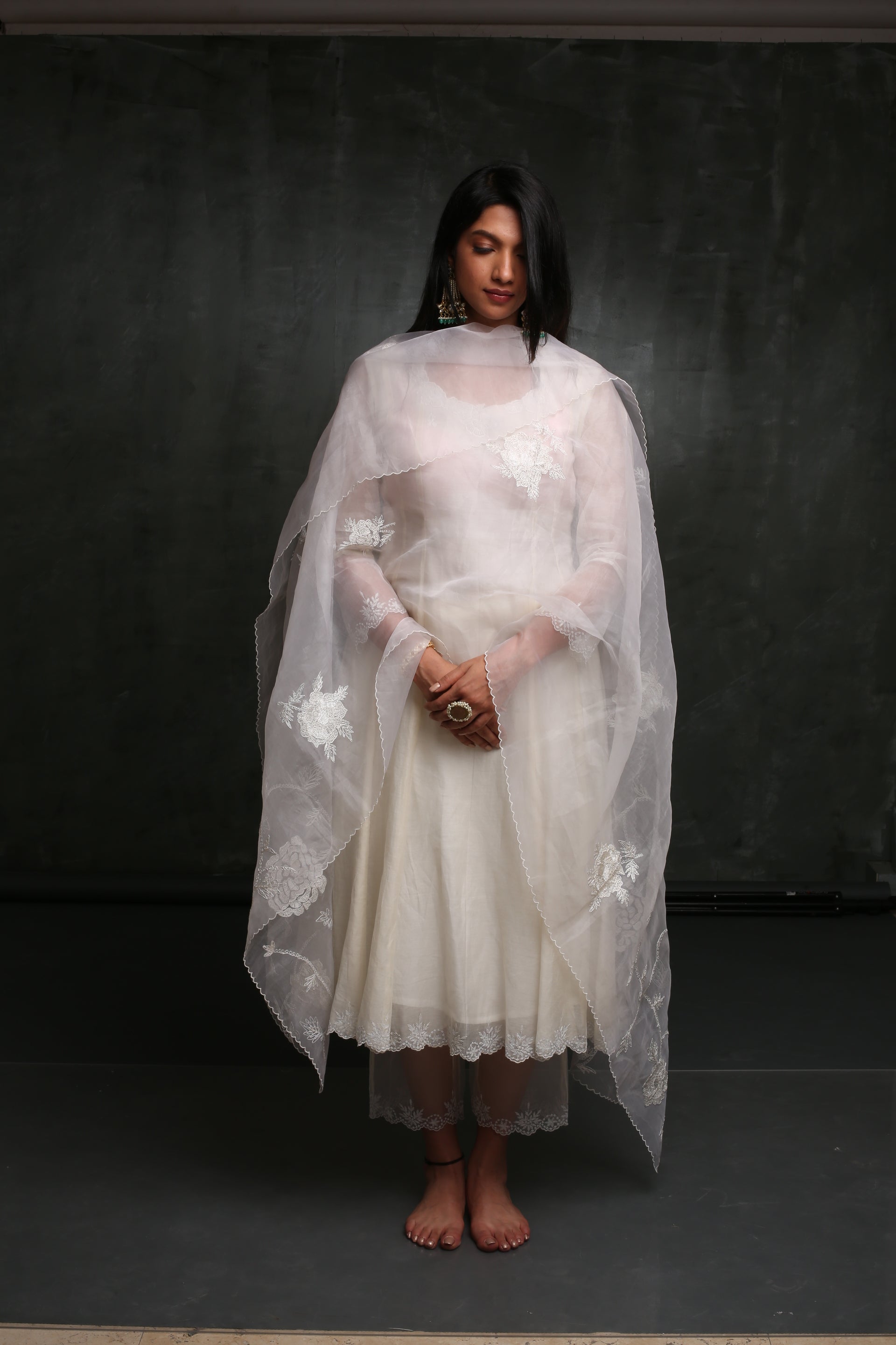 PEARL WHITE EMBROIDERED KURTA SET