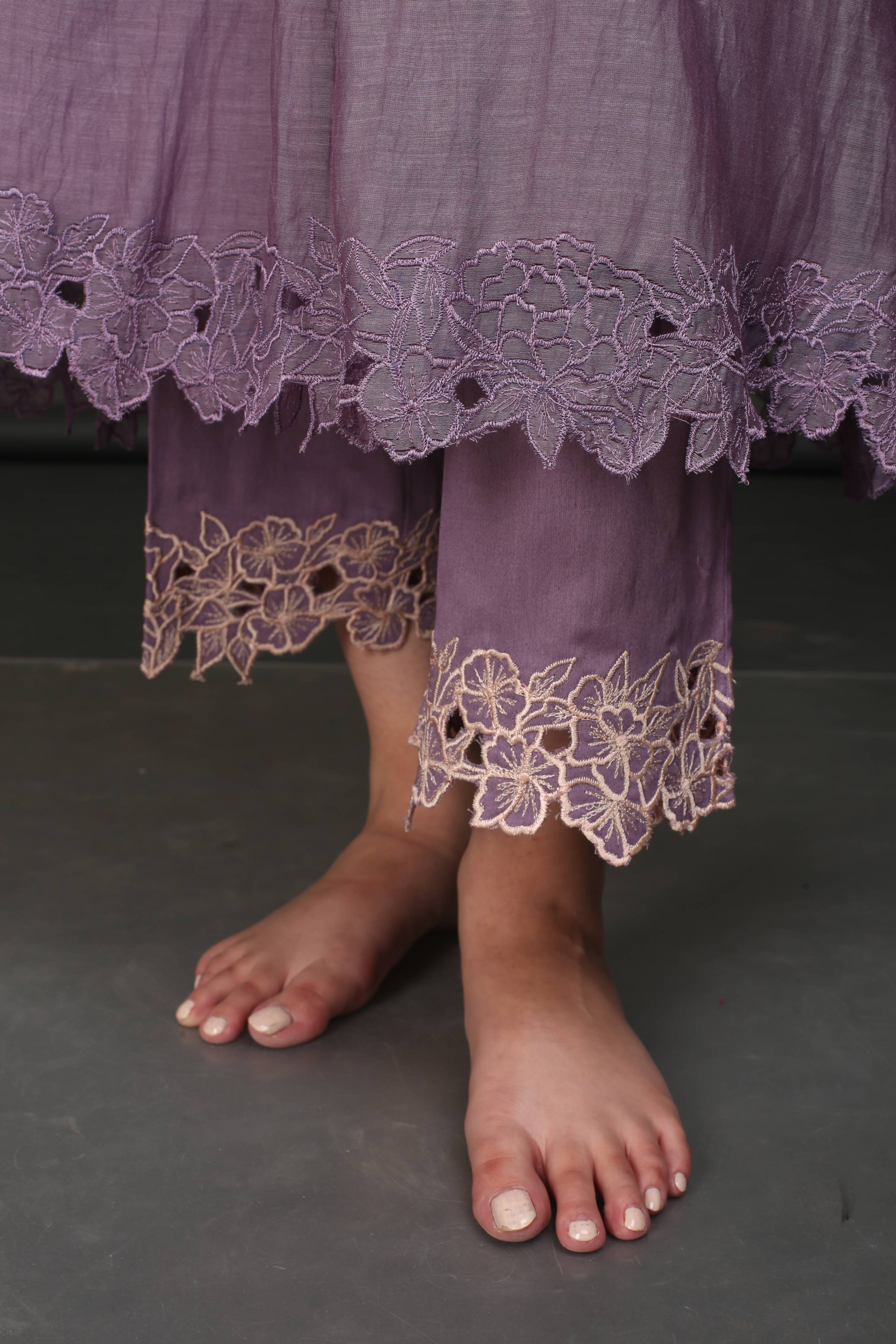 MAUVE CHANDERI KURTA SET