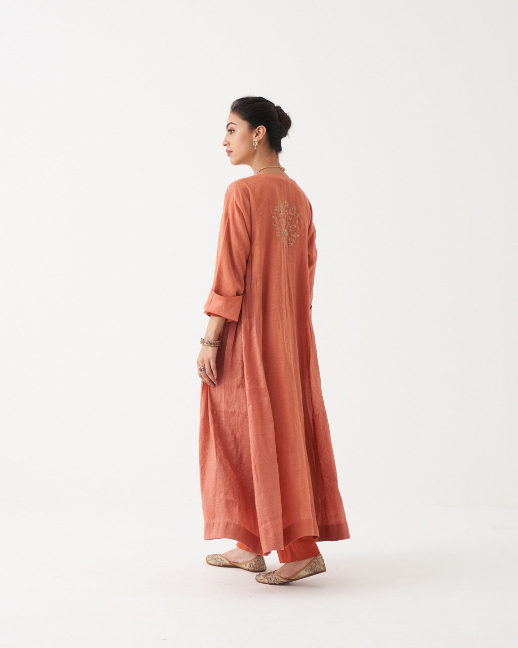 NYRA - BURNT ORANGE HABUTAI SILK KURTA