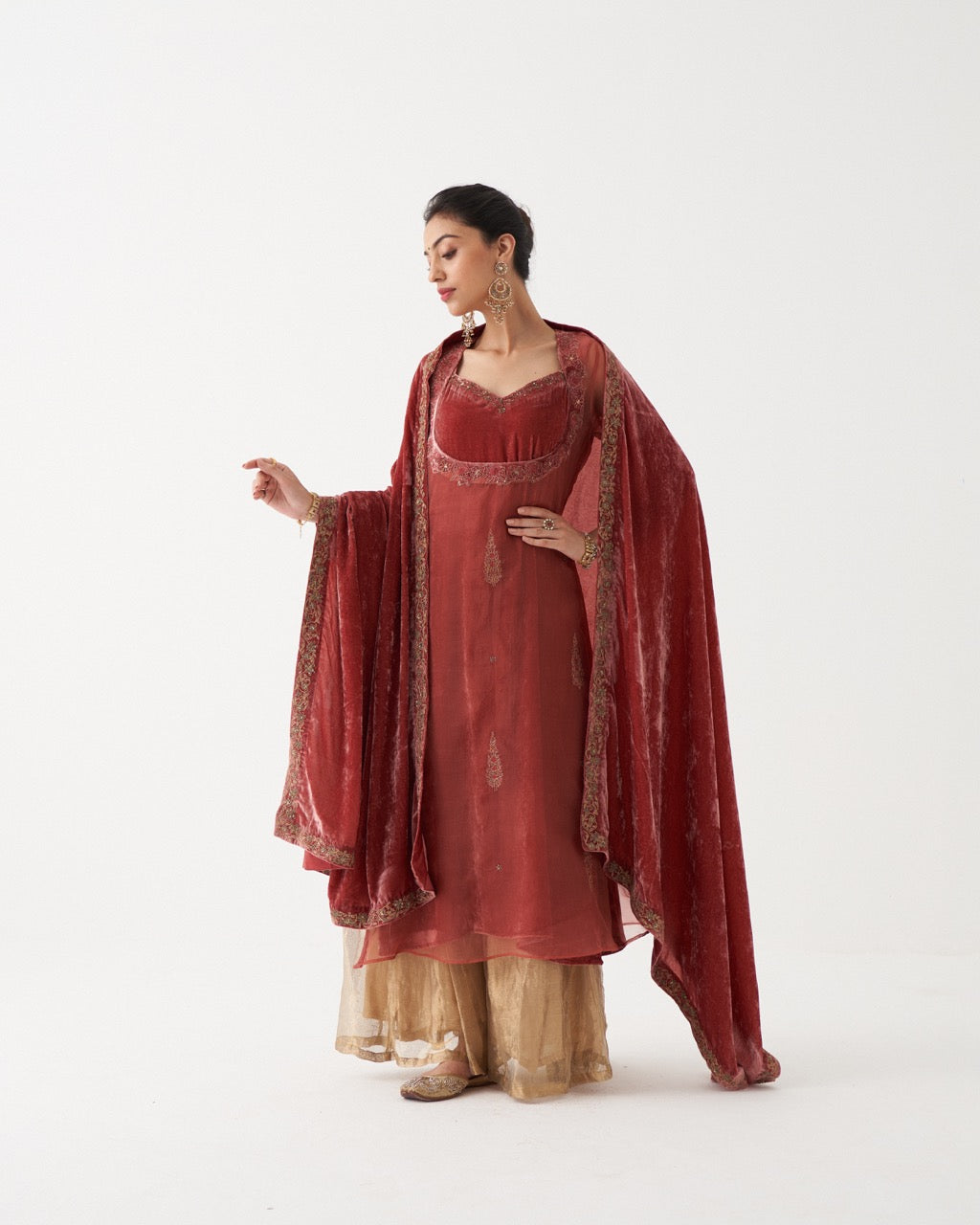 NASRIN - ROSEWOOD VELVET SHARARA
