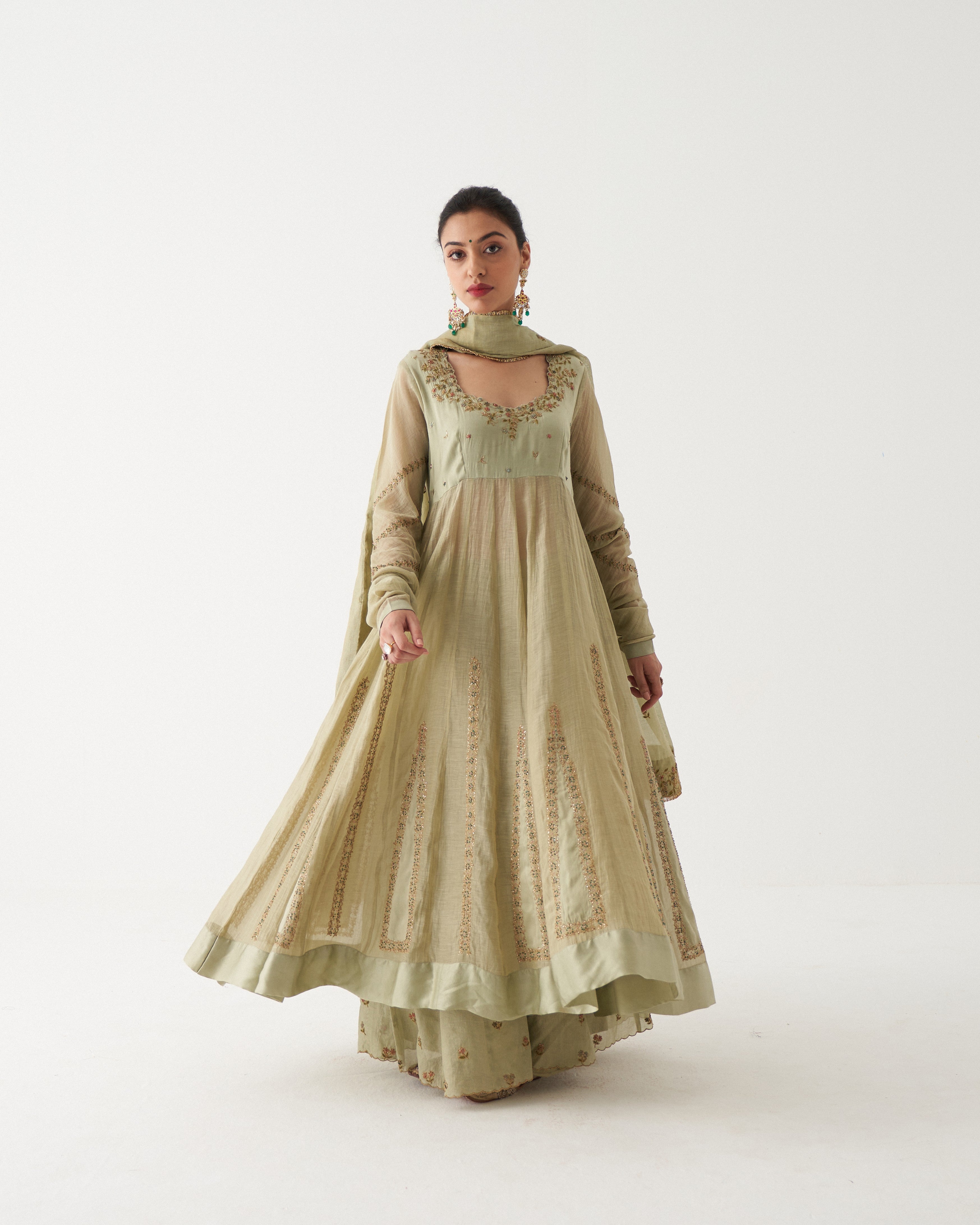 NOOR - PASTEL SPRING GREEN ANARKALI